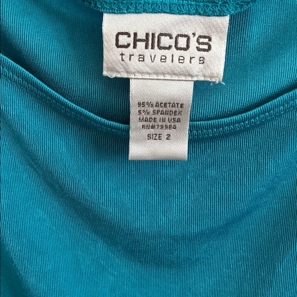 Chico's Turquoise Travelers Sleeveless Blouse- Size 2 - Picture 2 of 7